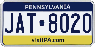 PA license plate JAT8020