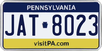 PA license plate JAT8023