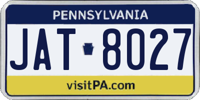 PA license plate JAT8027