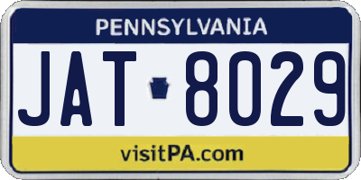 PA license plate JAT8029