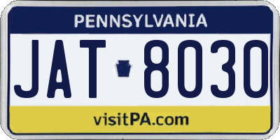 PA license plate JAT8030