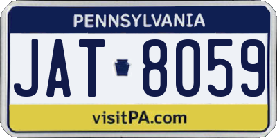 PA license plate JAT8059