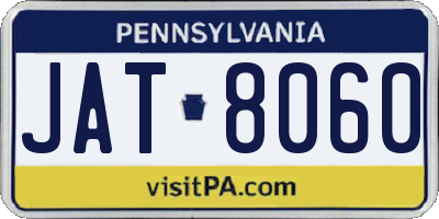 PA license plate JAT8060