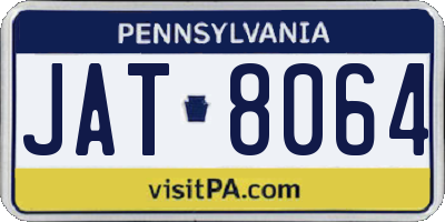 PA license plate JAT8064