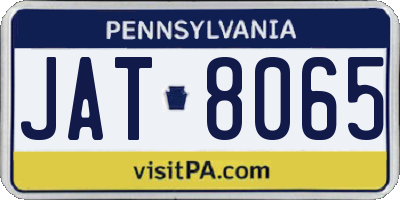 PA license plate JAT8065