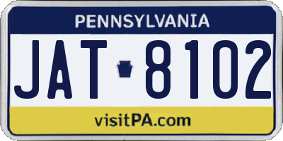 PA license plate JAT8102