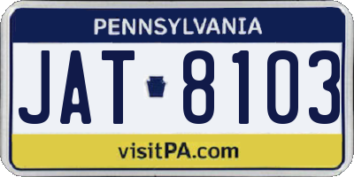 PA license plate JAT8103