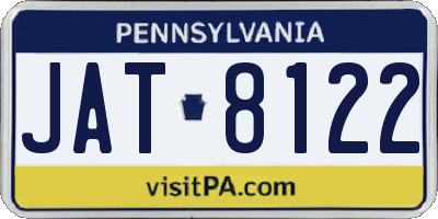 PA license plate JAT8122