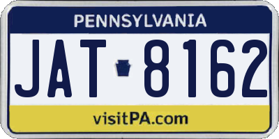 PA license plate JAT8162