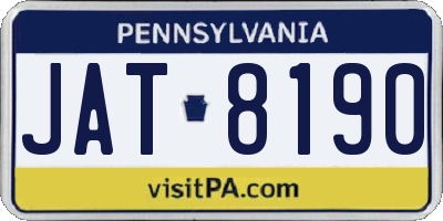 PA license plate JAT8190