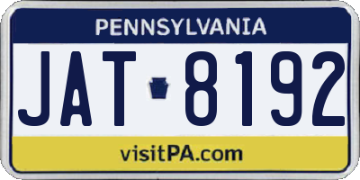 PA license plate JAT8192