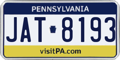PA license plate JAT8193
