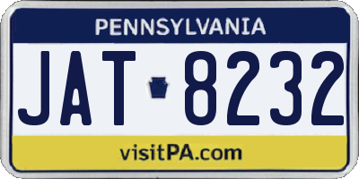 PA license plate JAT8232