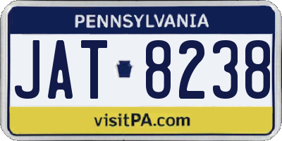 PA license plate JAT8238