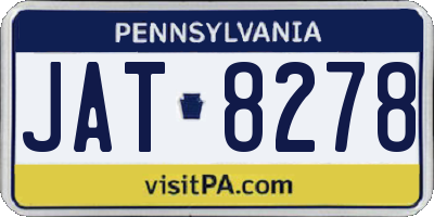 PA license plate JAT8278