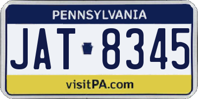 PA license plate JAT8345
