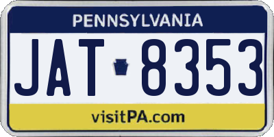 PA license plate JAT8353