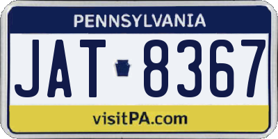 PA license plate JAT8367