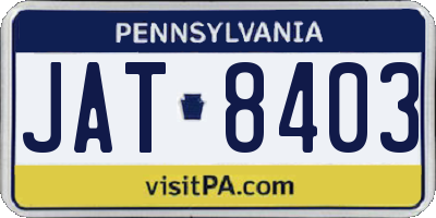 PA license plate JAT8403