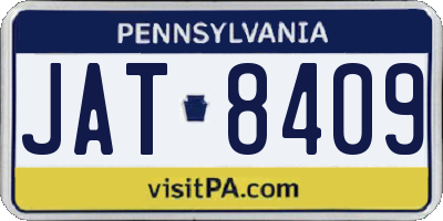 PA license plate JAT8409