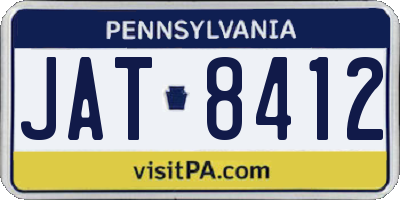 PA license plate JAT8412