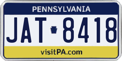PA license plate JAT8418