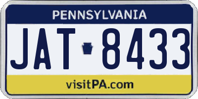 PA license plate JAT8433