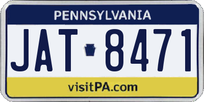 PA license plate JAT8471