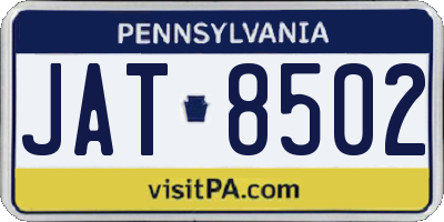 PA license plate JAT8502