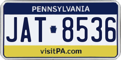 PA license plate JAT8536