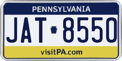 PA license plate JAT8550