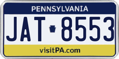 PA license plate JAT8553