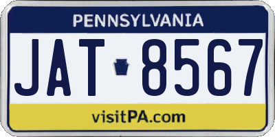 PA license plate JAT8567