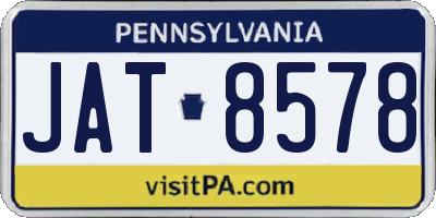 PA license plate JAT8578