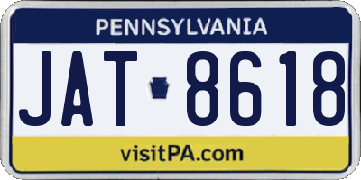 PA license plate JAT8618