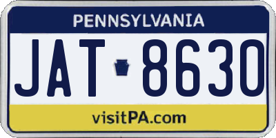 PA license plate JAT8630