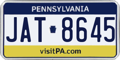PA license plate JAT8645