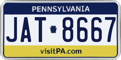 PA license plate JAT8667