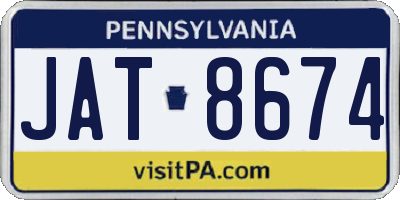PA license plate JAT8674
