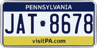 PA license plate JAT8678