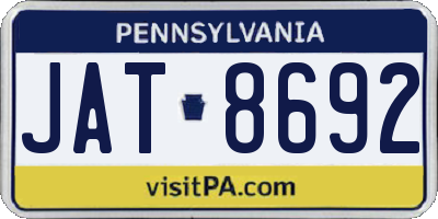 PA license plate JAT8692