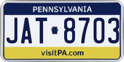 PA license plate JAT8703