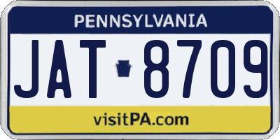 PA license plate JAT8709