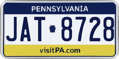 PA license plate JAT8728