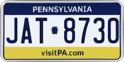 PA license plate JAT8730
