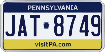 PA license plate JAT8749