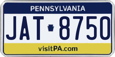 PA license plate JAT8750