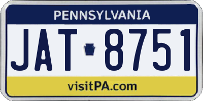 PA license plate JAT8751