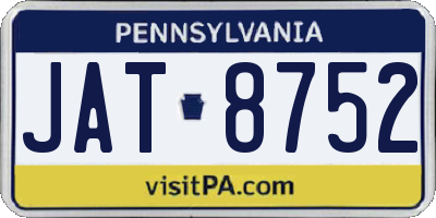 PA license plate JAT8752