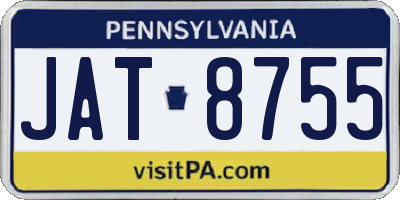 PA license plate JAT8755